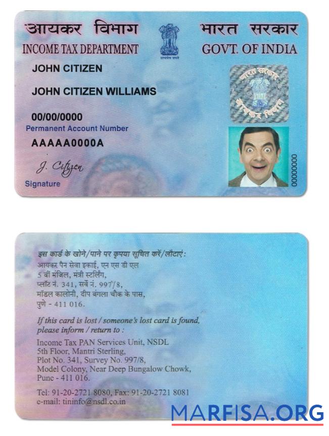 Realistic India E PAN Card template